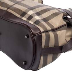 Pre Owned Burberry Brown Smoked Check Coated Canvas and Leather Walden Hobo