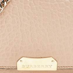 Pre Owned محفظة بسلسلة بربري قلاب جلد منقوش بيج