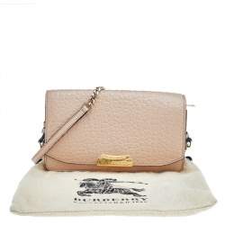 Pre Owned محفظة بسلسلة بربري قلاب جلد منقوش بيج