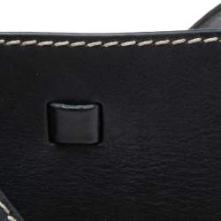 Pre Owned Burberry Black Leather and Vintage Check Cotton Blend Grommet Bucket Bag