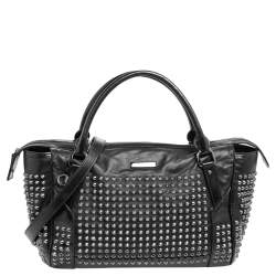 Pre Owned Burberry Black Leather Studded Edenham Tote