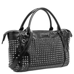 Pre Owned Burberry Black Leather Studded Edenham Tote