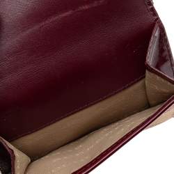 Pre Owned Burberry Burgundy/Beige Nova Check PVC And Patent Leather Heart Compact Wallet