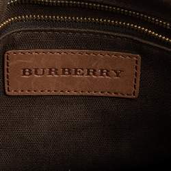 مملوكة مسبقًا حقيبة بوسطن بربري شيستر جلد وبي في سي  كاروهات سموكد بني