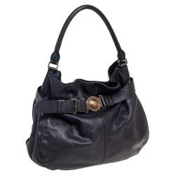 Pre Owned Burberry Black Leather Lambeth Hobo