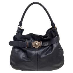 Pre Owned Burberry Black Leather Lambeth Hobo