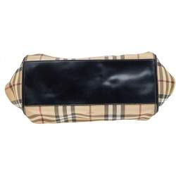 Pre Owned Burberry Beige/Black Nova Check Coated Canvas and Leather Frame Satchel