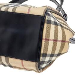 Pre Owned Burberry Beige/Black Nova Check Coated Canvas and Leather Frame Satchel