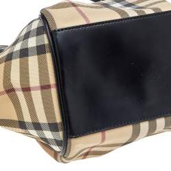 Pre Owned Burberry Beige/Black Nova Check Coated Canvas and Leather Frame Satchel