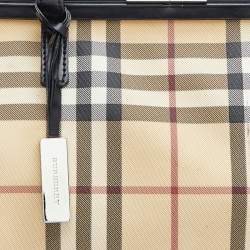 Pre Owned Burberry Beige/Black Nova Check Coated Canvas and Leather Frame Satchel