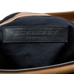 Pre Owned Burberry Beige House Check Canvas and Leather Studded Hobo