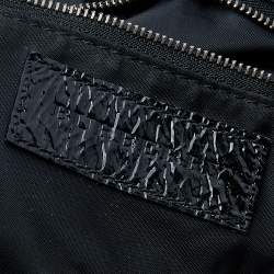 Pre Owned حقيبة يد توتس بربري فيكتوريا جلد لامع ونايلون كاروهات بيت أسود