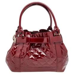 مملوكة مسبقًا Burberry Burgundy Patent Leather Quilted Prorsum Beaton Tote