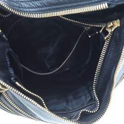 Pre Owned Burberry Black Leather Zipped Detail Malika Hobo
