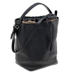 Pre Owned Burberry Black Leather Susanna Bucket Bag