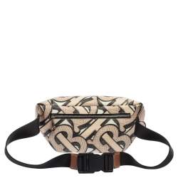 Pre Owned Burberry Beige TB Monogram Print Coated Canvas Bum Bag
