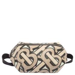 Pre Owned Burberry Beige TB Monogram Print Coated Canvas Bum Bag