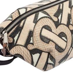 Pre Owned Burberry Beige TB Monogram Print Coated Canvas Bum Bag