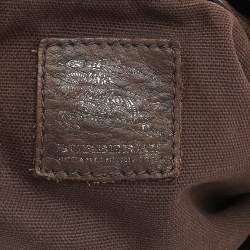 Pre Owned Burberry Beige/Brown Leather And Nova Check Canvas Hobo