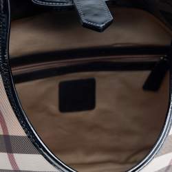 Pre Owned Burberry Beige/Black Super Nova Check PVC And Patent Leather Brooke Hobo