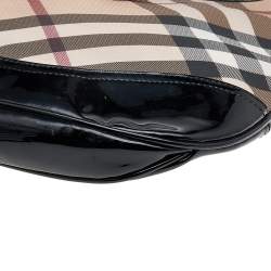 Pre Owned Burberry Beige/Black Super Nova Check PVC And Patent Leather Brooke Hobo