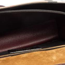 Pre Owned Burberry Burgundy House Check Canvas and Leather Macken Crossbody Bag