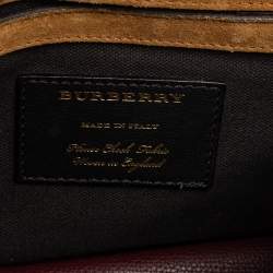 Pre Owned Burberry Burgundy House Check Canvas and Leather Macken Crossbody Bag