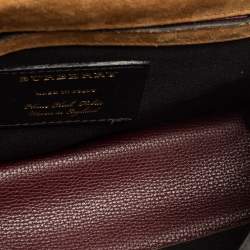 Pre Owned Burberry Burgundy House Check Canvas and Leather Macken Crossbody Bag