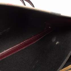 Pre Owned Burberry Burgundy House Check Canvas and Leather Macken Crossbody Bag
