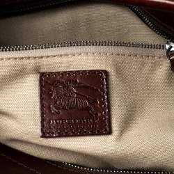 Pre Owned Burberry Brown Check Canvas and Leather Bucket Shoulder Bag