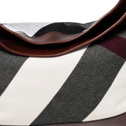 Pre Owned Burberry Brown Check Canvas and Leather Bucket Shoulder Bag