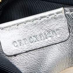 مملوكة مسبقًا حقيبة كاميرا بربري لينك 1983 نايت جلد وكانفاس كاروهات بيج/فضي