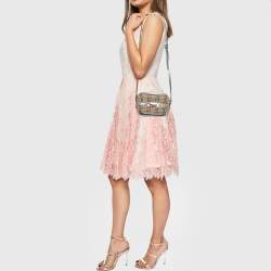 مملوكة مسبقًا حقيبة كاميرا بربري لينك 1983 نايت جلد وكانفاس كاروهات بيج/فضي