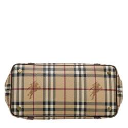 مملوكة مسبقًا Burberry Beige/Brown Haymarket Check Coated Canvas And Leather Shoulder Bag