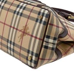 مملوكة مسبقًا Burberry Beige/Brown Haymarket Check Coated Canvas And Leather Shoulder Bag