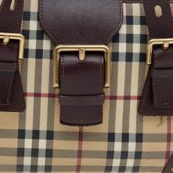 مملوكة مسبقًا Burberry Beige/Brown Haymarket Check Coated Canvas And Leather Shoulder Bag