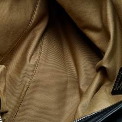 Pre Owned Burberry Black/Beige Leather And Nova Check Canvas Large Horn Toggle Tote