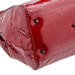 Burberry Red Check Embossed Patent Leather Bilmore Tote
