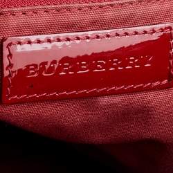 Burberry Red Check Embossed Patent Leather Bilmore Tote