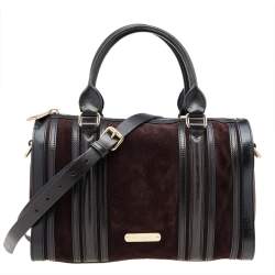 Pre Owned حقيبة بولر بربري ألشيستر سويدي وجلد ثلاثي اللون متوسطة