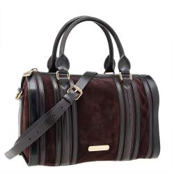 Pre Owned حقيبة بولر بربري ألشيستر سويدي وجلد ثلاثي اللون متوسطة