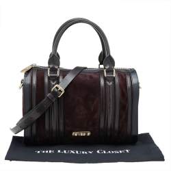 Pre Owned حقيبة بولر بربري ألشيستر سويدي وجلد ثلاثي اللون متوسطة