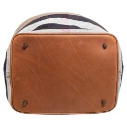 Pre Owned Burberry Beige/Brown Supernova Check Canvas And Leather Ashby Bucket Bag