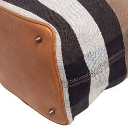Pre Owned Burberry Beige/Brown Supernova Check Canvas And Leather Ashby Bucket Bag