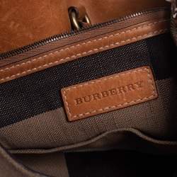 Pre Owned Burberry Beige/Brown Supernova Check Canvas And Leather Ashby Bucket Bag