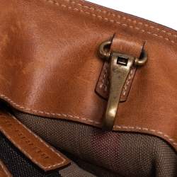 Pre Owned Burberry Beige/Brown Supernova Check Canvas And Leather Ashby Bucket Bag