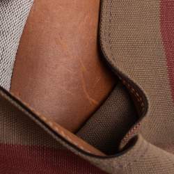 Pre Owned Burberry Beige/Brown Supernova Check Canvas And Leather Ashby Bucket Bag