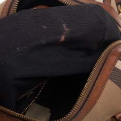 Pre Owned Burberry Beige/Brown House Check Canvas Small Alchester Satchel 