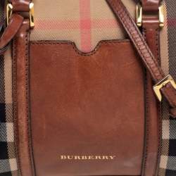 Pre Owned Burberry Beige/Brown House Check Canvas Small Alchester Satchel 