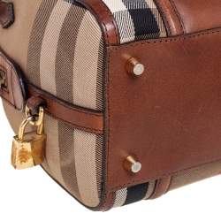 Pre Owned Burberry Beige/Brown House Check Canvas Small Alchester Satchel 